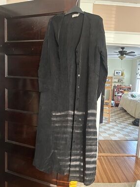 OZMA Black Button-Front Women's Silk Cardigan / Dress